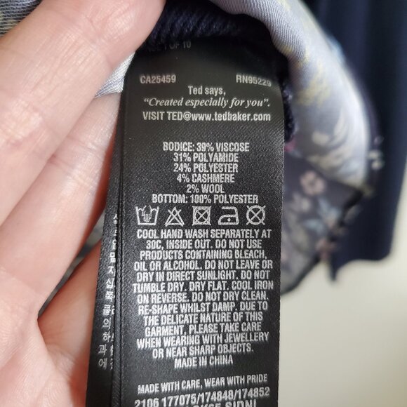 TED BAKER Sidni Kyoto Garden Layer Sweater Twofer Cashmere Blend Womens 1, Small - Picture 10 of 14